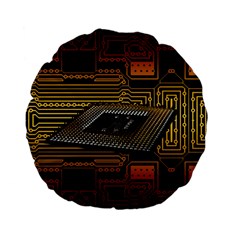Processor Cpu Board Circuits Standard 15  Premium Flano Round Cushions by Sudhe