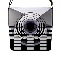Glass Illustration Technology Flap Closure Messenger Bag (l) by Sudhe