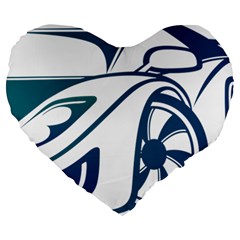 Blue Vector Car Large 19  Premium Heart Shape Cushions by Sudhe