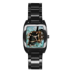 Spirit Of Steampunk, Awesome Train In The Sky Stainless Steel Barrel Watch by FantasyWorld7