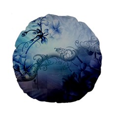 Wonderful Elegant Floral Design Standard 15  Premium Flano Round Cushions by FantasyWorld7
