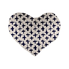 Pattern Ink Blue Navy Crosses Grunge Flesh And Navy Pattern Ink Crosses Grunge Flesh Beige Background Standard 16  Premium Flano Heart Shape Cushions by genx