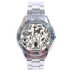 African Senufo Korhogo Tribal Ethnic Art Elements Vector Stainless Steel Analogue Watch by BluedarkArt