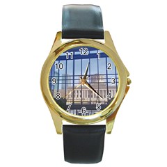 Ohio Statehouse Round Gold Metal Watch by Riverwoman