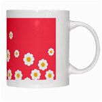 Flowers White Daisies Pattern Red Background Flowers White Daisies Pattern Red Bottom White Mugs Right