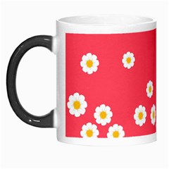 Flowers White Daisies Pattern Red Background Flowers White Daisies Pattern Red Bottom Morph Mugs by genx