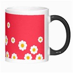 Flowers White Daisies Pattern Red Background Flowers White Daisies Pattern Red Bottom Morph Mugs Right