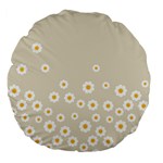 White Daisies Flower Pattern on vintage pastel beige Background retro style Large 18  Premium Flano Round Cushions Front