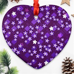 Textile Cross Pattern Square Heart Ornament (two Sides) by Pakrebo