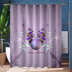 Happy Easter, Easter Egg With Flowers In Soft Violet Colors Shower Curtain 60  X 72  (medium)  by FantasyWorld7