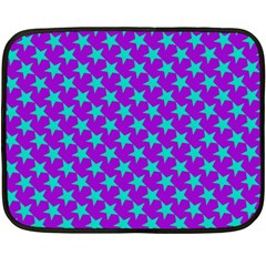 Turquoise Stars Pattern On Purple Fleece Blanket (mini) by BrightVibesDesign