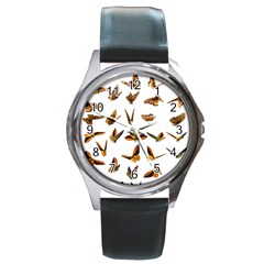 Butterfly Butterflies Insect Swarm Round Metal Watch by Pakrebo