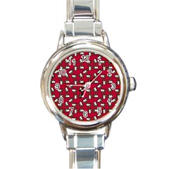Bento Lunch Red Round Italian Charm Watch by snowwhitegirl
