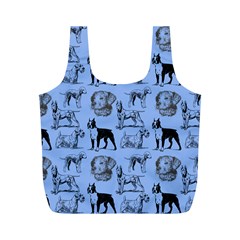 Dog Pattern Blue Full Print Recycle Bag (m) by snowwhitegirl