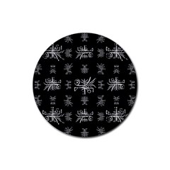 Black And White Ethnic Design Print Rubber Round Coaster (4 Pack)  by dflcprintsclothing