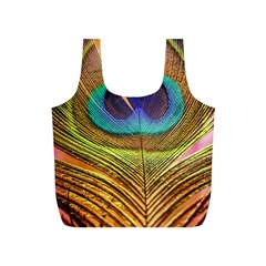 Peacock Feather Bird Colorful Full Print Recycle Bag (s) by Pakrebo