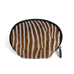 Skin Zebra Striped White Brown Accessory Pouch (small) by Pakrebo
