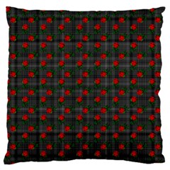 Roses Black Plaid Standard Flano Cushion Case (two Sides) by snowwhitegirl