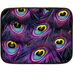 Peacock Feathers Purple Double Sided Fleece Blanket (mini)  by snowwhitegirl