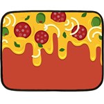 Pizza Topping funny modern yellow melting cheese and pepperonis Double Sided Fleece Blanket (Mini)  35 x27  Blanket Back