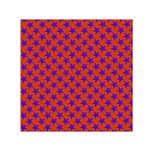 Purple Stars Pattern On Orange Small Satin Scarf (Square) Front