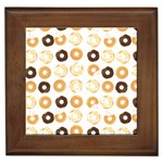 Donuts Pattern With Bites bright pastel blue and brown Cropped Sweatshirt Framed Tiles Front