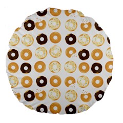 Donuts Pattern With Bites Bright Pastel Blue And Brown Cropped Sweatshirt Large 18  Premium Round Cushions by genx