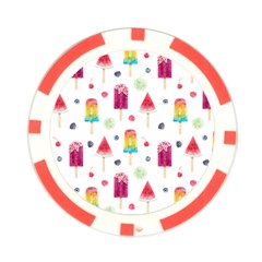 Popsicle Juice Watercolor With Fruit Berries And Cherries Summer Pattern Poker Chip Card Guard by genx