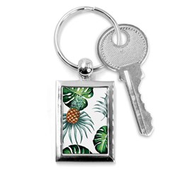 Pineapple Tropical Jungle Giant Green Leaf Watercolor Pattern Key Chains (rectangle)  by genx