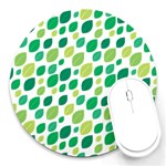 Leaves Green Modern Pattern Naive retro leaf organic Round Mousepads Front