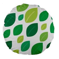 Leaves Green Modern Pattern Naive Retro Leaf Organic Large 18  Premium Flano Round Cushions by genx