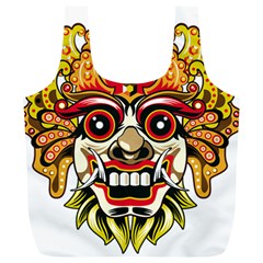 Bali Barong Mask Euclidean Vector Chiefs Face Full Print Recycle Bag (xl) by Sudhe