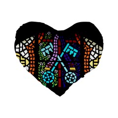 Mosaic Window Rosette Church Glass Standard 16  Premium Heart Shape Cushions by Pakrebo
