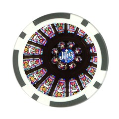 Rosette Stained Glass Window Church Poker Chip Card Guard by Pakrebo