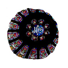 Rosette Stained Glass Window Church Standard 15  Premium Round Cushions by Pakrebo