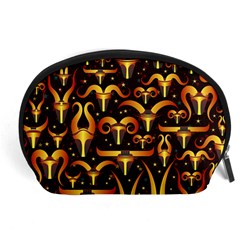 Stylised Horns Black Pattern Accessory Pouch (large) by HermanTelo