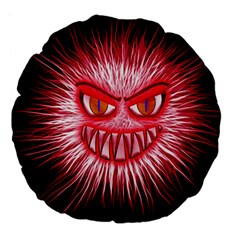 Monster Red Eyes Aggressive Fangs Large 18  Premium Flano Round Cushions by HermanTelo