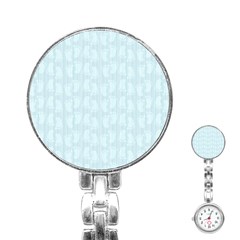 Footprints Pattern Paper Scrapbooking Blue Stainless Steel Nurses Watch by HermanTelo