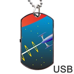 Rocket Spaceship Space Galaxy Dog Tag Usb Flash (two Sides) by HermanTelo