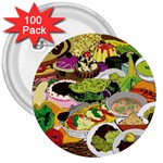 Eat Food Background Art Color 3  Buttons (100 pack)  Front