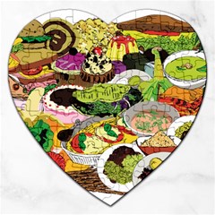 Eat Food Background Art Color Jigsaw Puzzle (heart) by Pakrebo