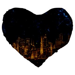 Architecture Buildings City Large 19  Premium Heart Shape Cushions by Pakrebo
