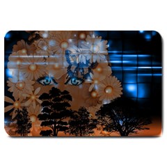 Landscape Woman Magic Evening Large Doormat  by HermanTelo