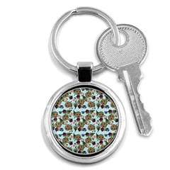 Cracked Doll Pattern Blue Key Chain (round) by snowwhitegirl