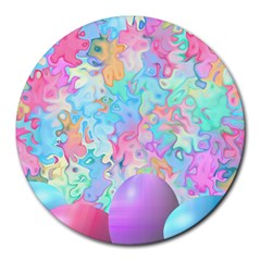 Eggs Happy Easter Rainbow Round Mousepads by HermanTelo