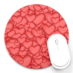 Hearts Love Valentine Round Mousepads by HermanTelo