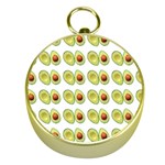 Pattern Avocado Green Fruit Gold Compasses Front