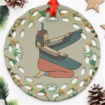 Egyptian Woman Wings Design Round Filigree Ornament (Two Sides) Front