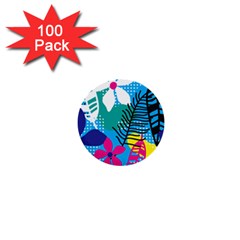 Pattern Leaf Polka Flower 1  Mini Buttons (100 Pack)  by HermanTelo