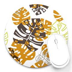 Pattern Leaves Round Mousepads by HermanTelo